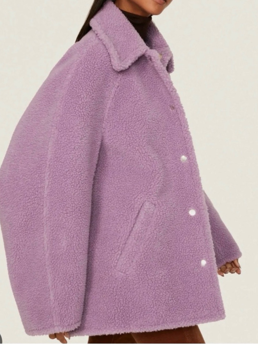 A.L.C. Lincoln Deep Lilac Faux Shearling Teddy Coat, XS - Picture 2 of 7